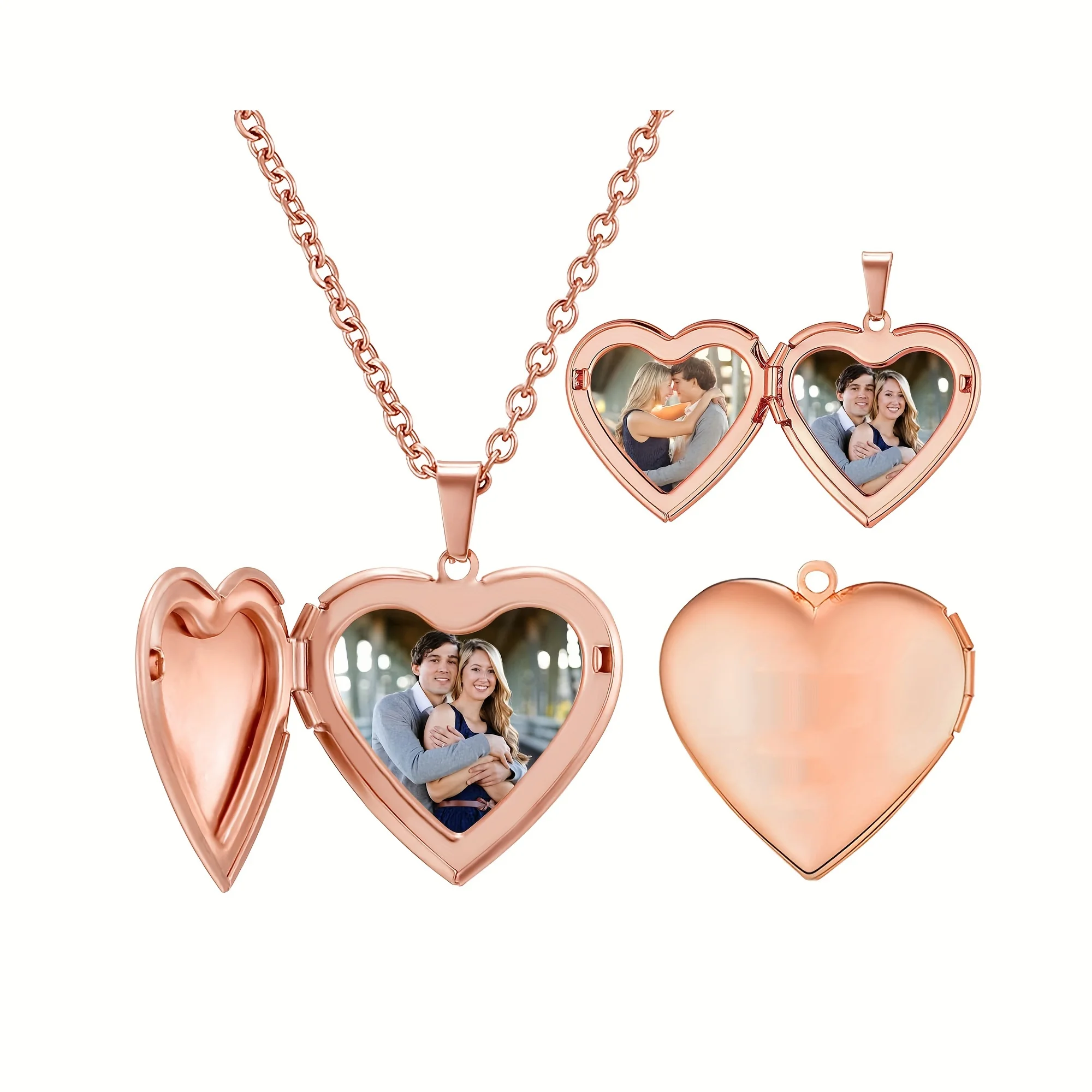 Personalizowany naszyjnik z medalionem w kształcie serca na zdjęcia, naszyjnik z łańcuszkiem DIY z własnym zdjęciem, biżuteria na zamówienie dla kobiet i mężczyzn, prezent.