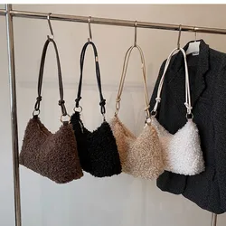 New Autumn Winter Lambswool Shoulder Crossbody Bag For Women Large Capacity Plush Handbag Fashion Messenger Bag Casual Hobo Bag