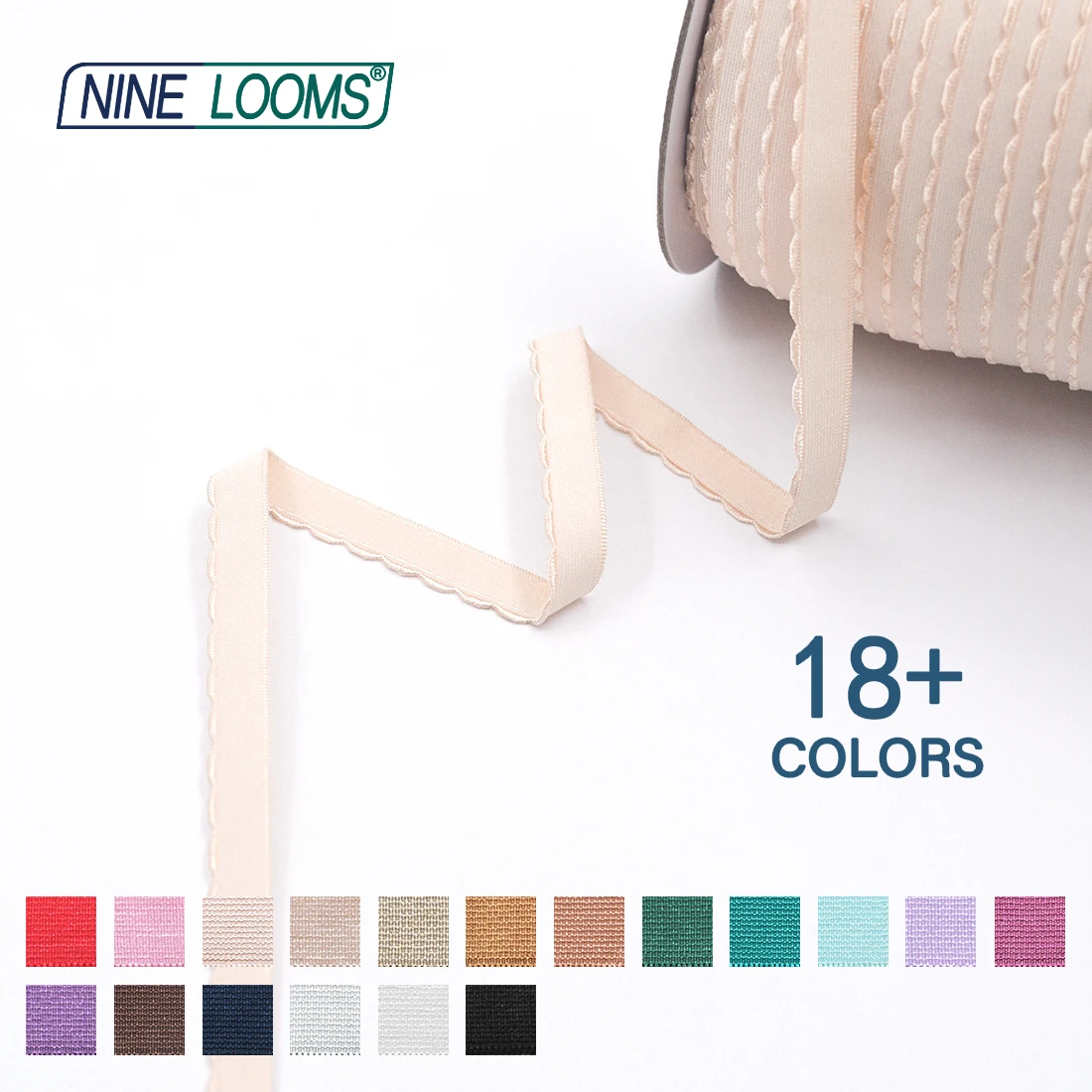 NINE LOOMS Picot BH-Träger, Gummibänder, 3/8 Zoll, 1/2 Zoll, 5/8 Zoll, 10 mm, 13 mm, 15 mm, Plüsch-Schulterband, Dessous-Nähbesätze, 50 100 Yard per Spule – Detail 7