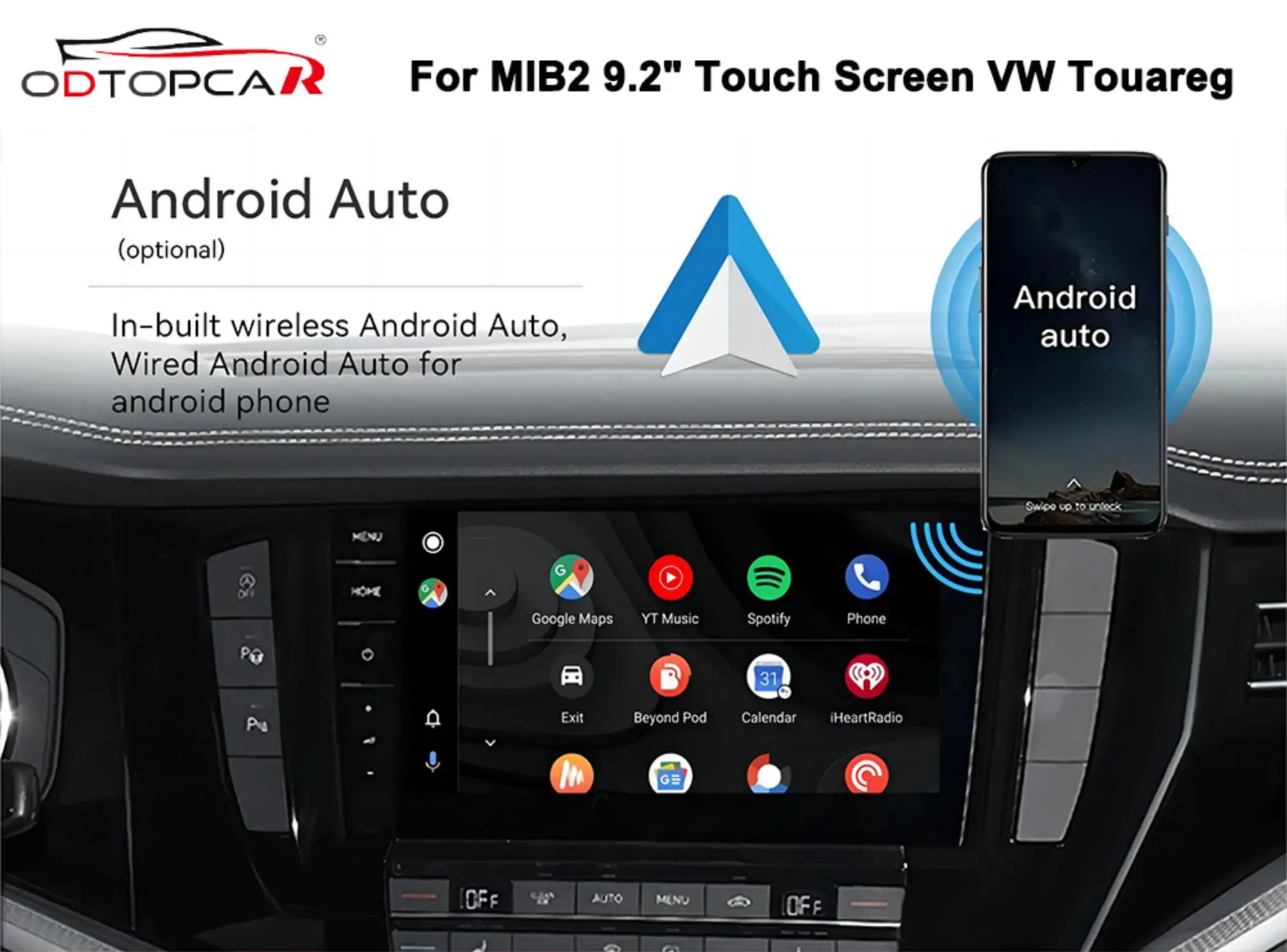 Apple Carplay sans fil pour Volkswagen Touareg, mise à niveau automatique, miroir plein écran, système Android 12, navigation GPS, stéréo 4G