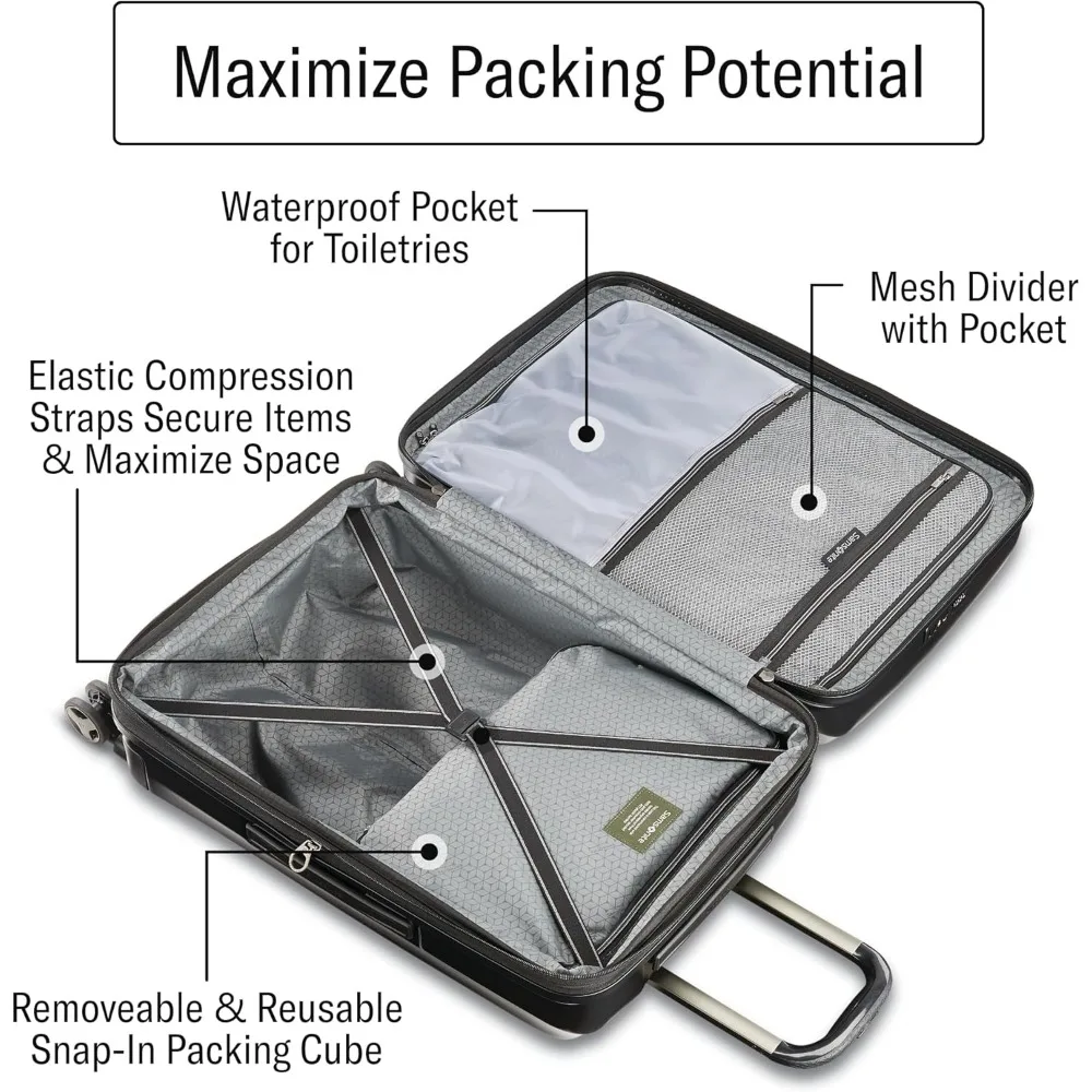 Equipaje de mano ligero y resistente a impactos de 20 pulgadas con 360 °   Ruedas giratorias y características ajustables para comodidad en viajes