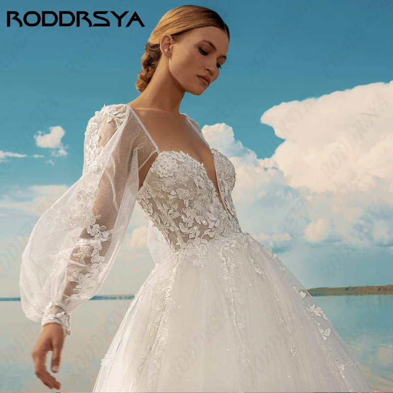 RODDRSYA Sweetheart Puff Sleeve Wedding Dresses For Women Princess Elegant Tulle Robe De Mariée Romantic A-line Bridal Party