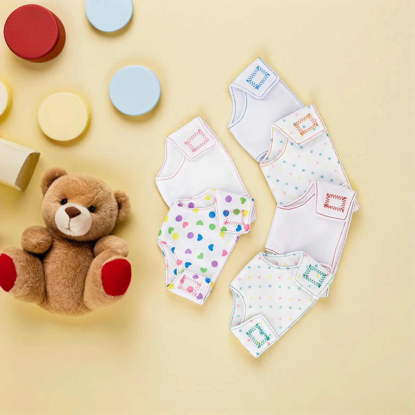 

6Pcs Baby Accessories Cloth Nappies 18 Inch Adjustable Tape Soft Washable Reusable Prints for Parent Child Interaction