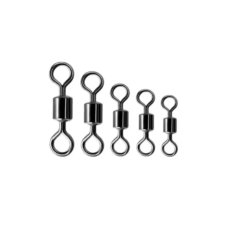 20pcs/lot fishing High Speed strength triple Rolling Swivel Barrel Connector Carbon Steel swivels Bearing snap solid rings