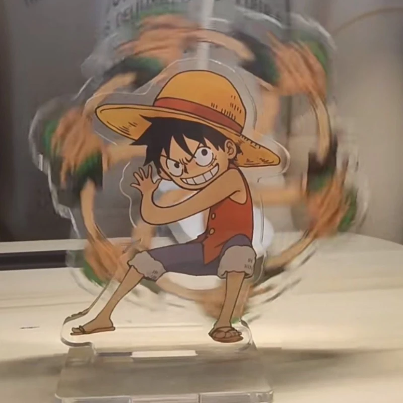 One Piece Monkey D. Luffy Film- und TV-Merchandise, kreativer Cartoon-Acrylständer, drehbares Schreibtisch-Ornament für Studenten, Weihnachtsgeschenk – Detail 5