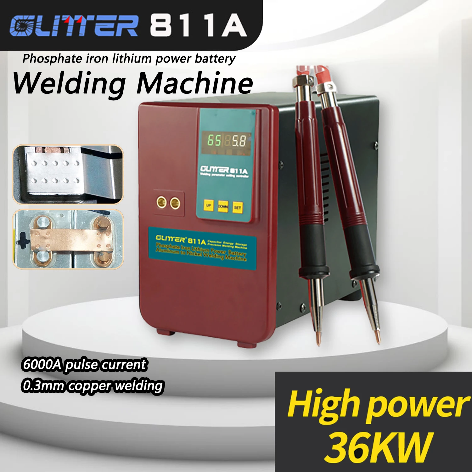 GLITTER 811A 36KW 6000A 고출력 정밀 펄스 스팟 용접기 순수 구리 스트립 리튬 인산철 배터리 수리용