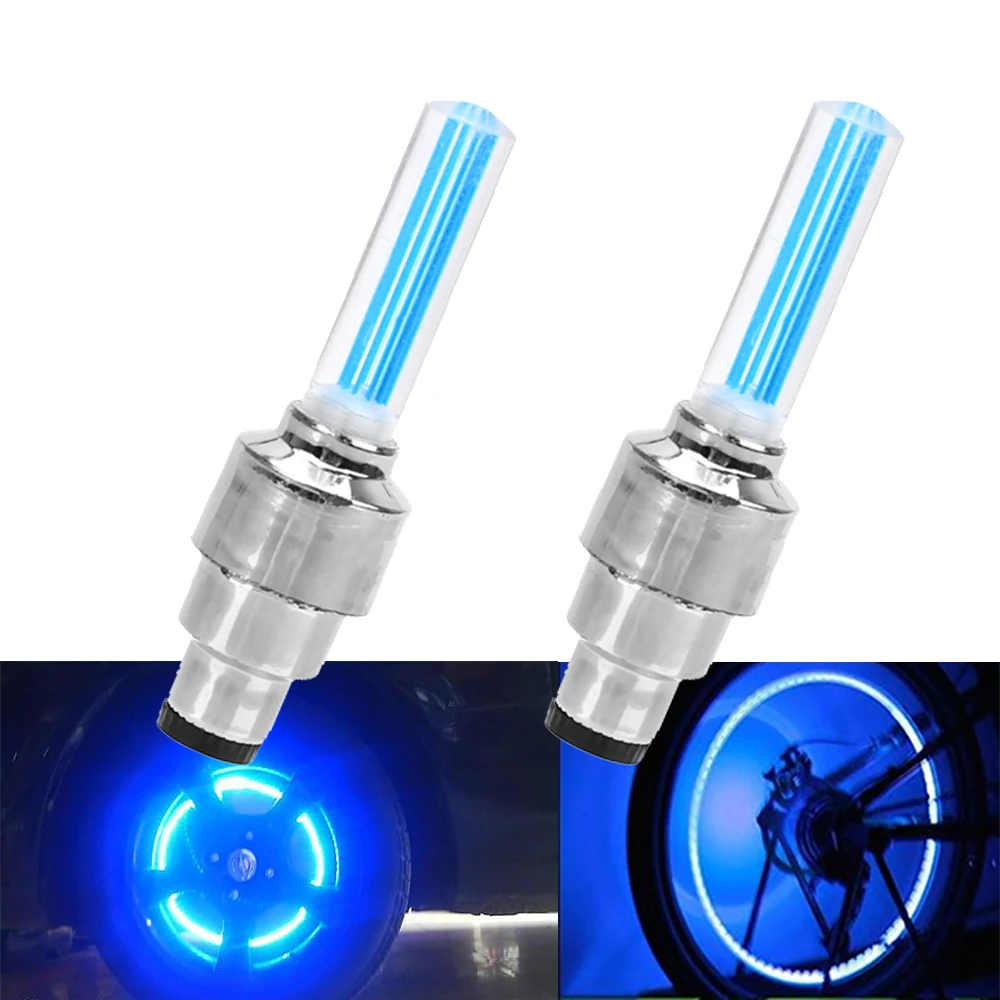 2PCS Atmosphere Welcome Light Hub Lamp Auto Car Wheel Light Moto Bike Light Tire Valve Decorative Valve Cap Flash Spoke Led Neon