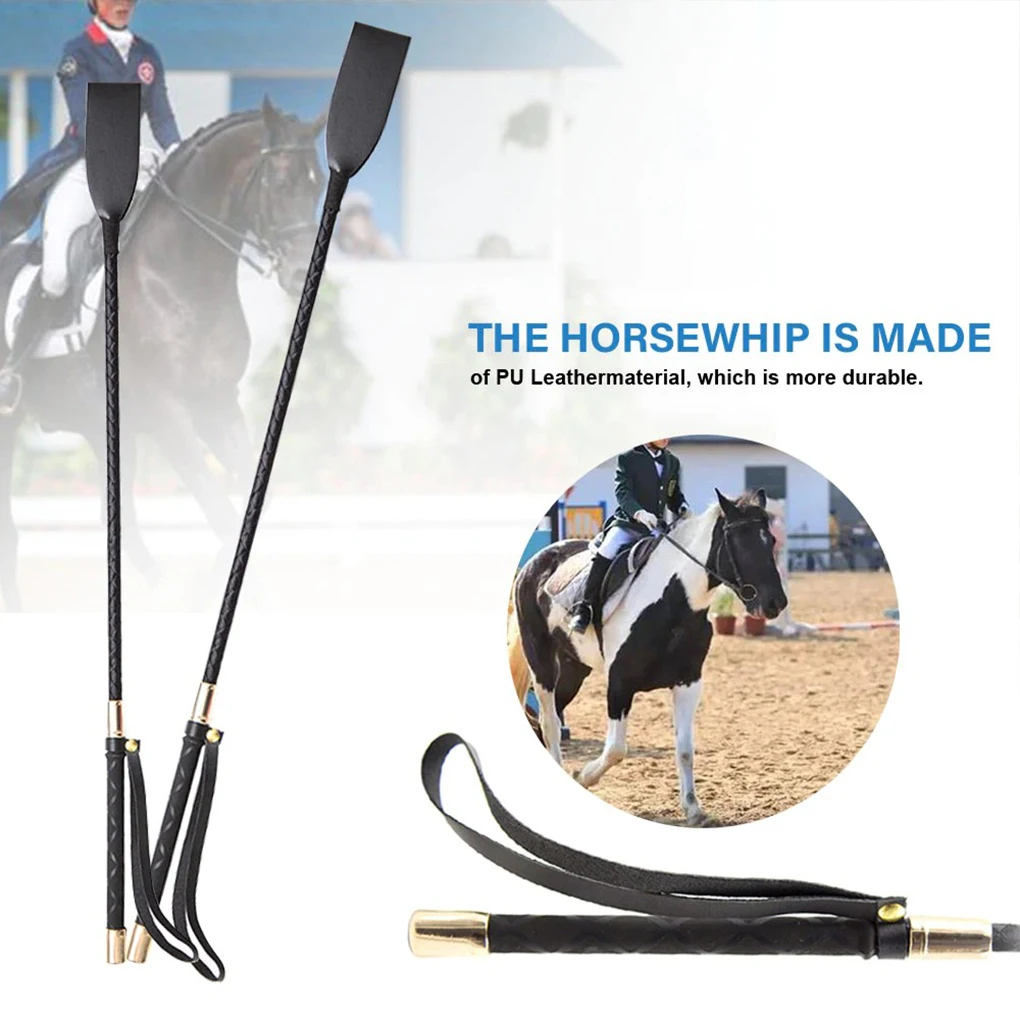 Riding Crops Equestrian Whip PU Leather Training Lash Anti-slip Practicing Accessory for Outdoor Racing Performance Professional