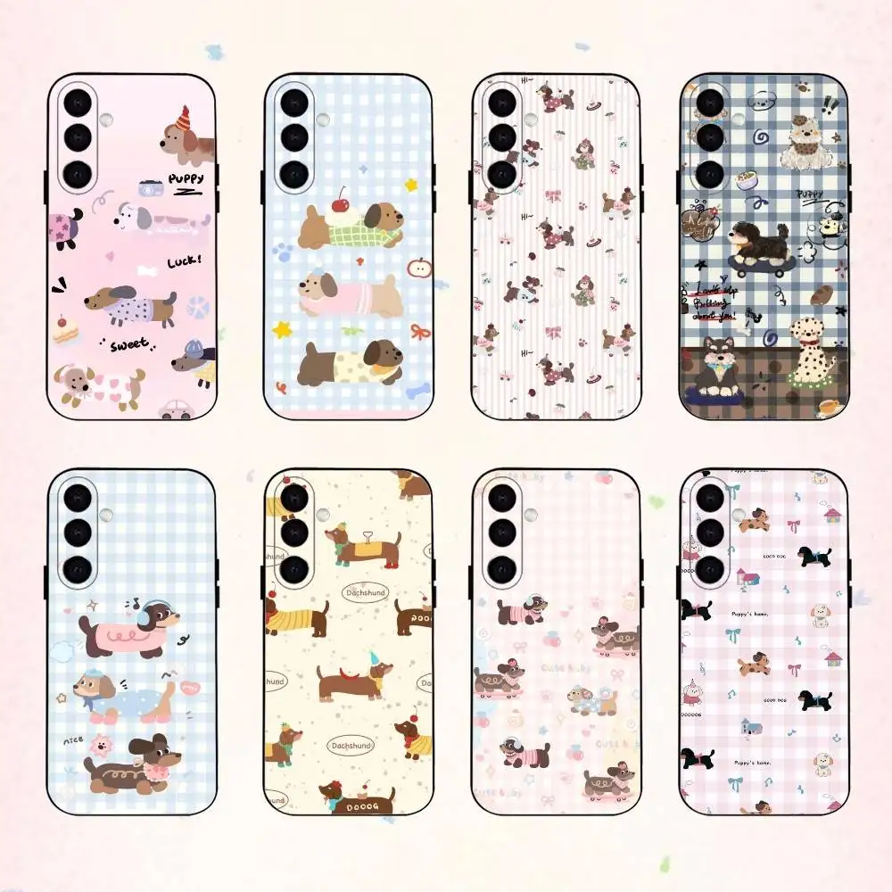 

C-Cute-Dachshund K-Kawai phone Case For Samsung Galaxy A73,A72,A71,A70,A53,A52,A51,Others Soft Black Shell