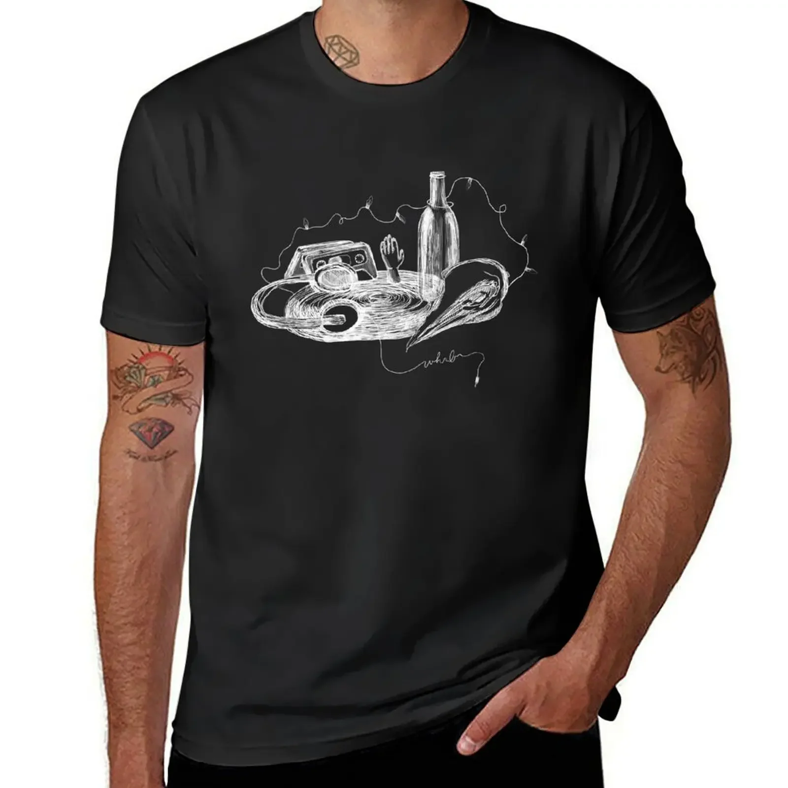 Station Still Life, White on Black T-Shirt shirts graphic cotton man t-shirts oversize t-shirts man outfits for men