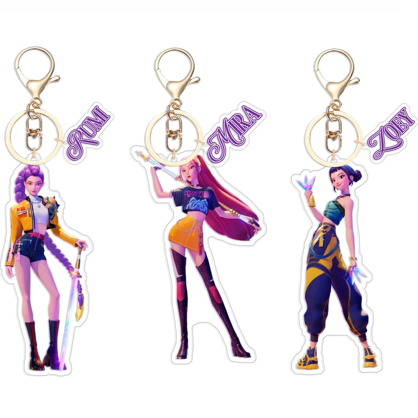 K-Pop Demon Hunters Car Decoration Anime Acrylic Keychain Backpack Decoration Double-Sided Print Pendant for Fans Holiday Gifts