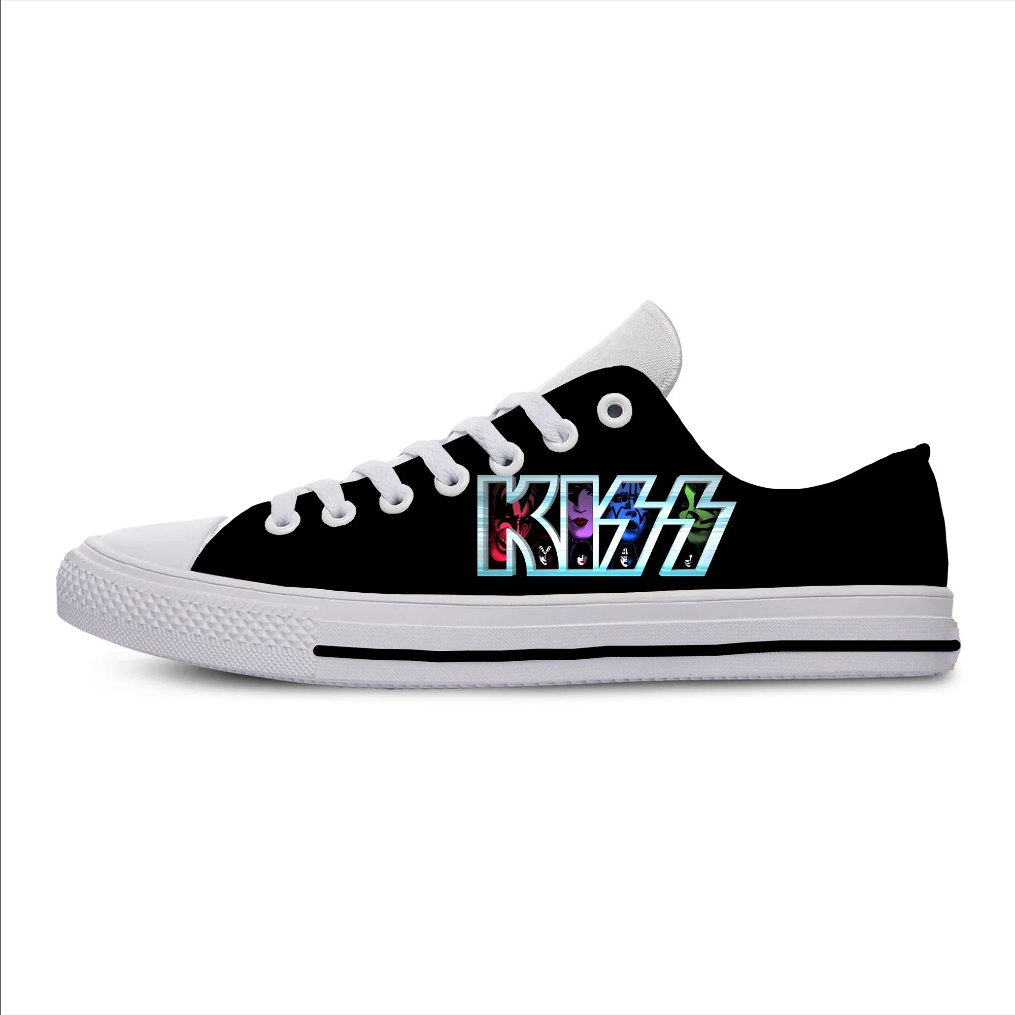 Hot Sales Music Band Kiss Design Lace-up Casual Breathable Shoes Outdoor Walking Lightweight Walking Shoes Low Top Summer Shoes