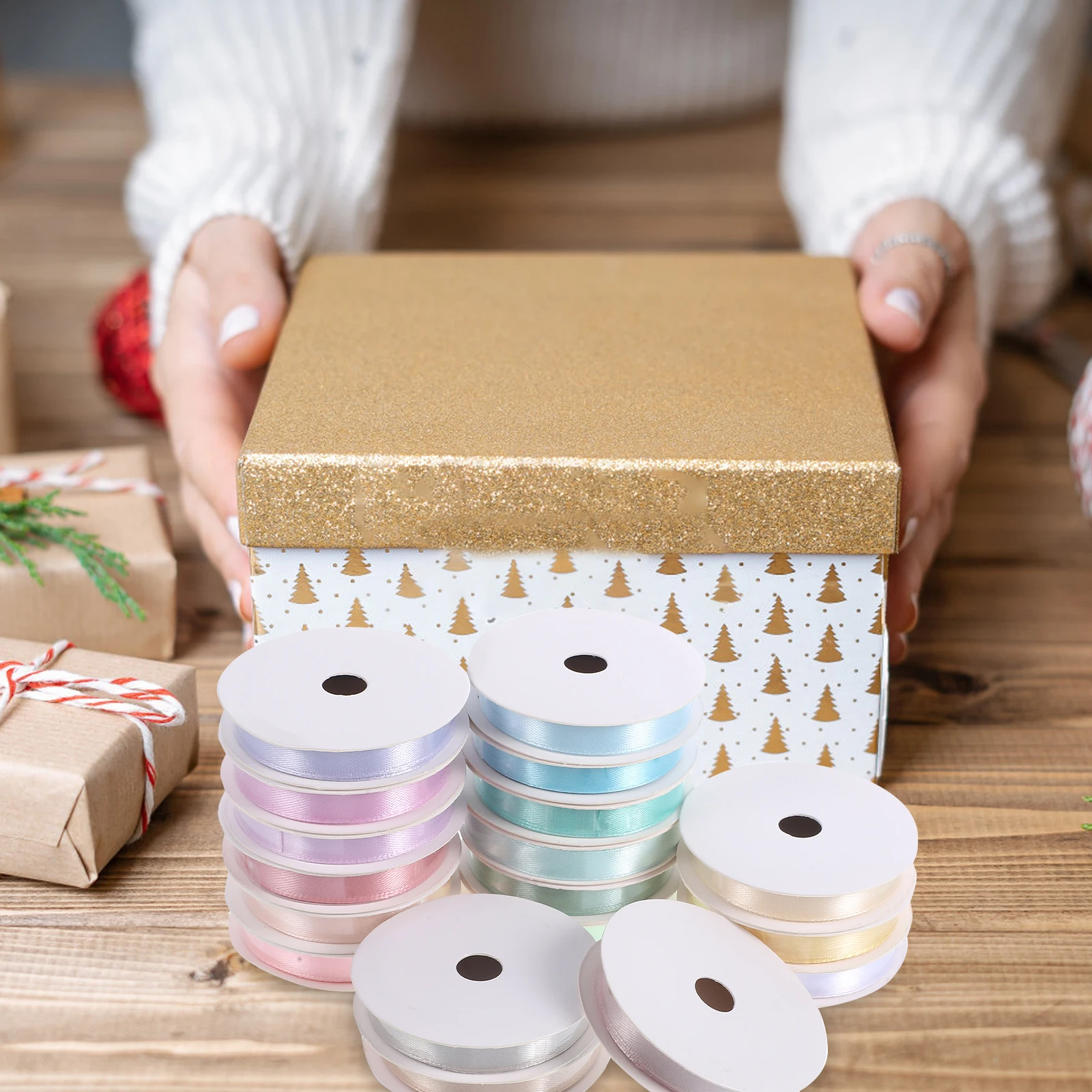 

18 Rolls Polyester Ribbons 2m per Roll 18 R om Colors Gift Wrapping Ribbon Wedding H made Craft Supplies DIY Favor