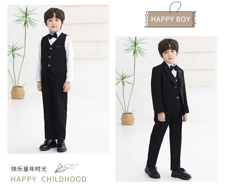 Anzug-Set für Jungen, Kinder-Blazer-Outfit, Blumenjungen-Hochzeitsanzug, Kostüm für Klavierauftritte bei Geburtstagsfeiern und formellen Anlässen – Detail 12