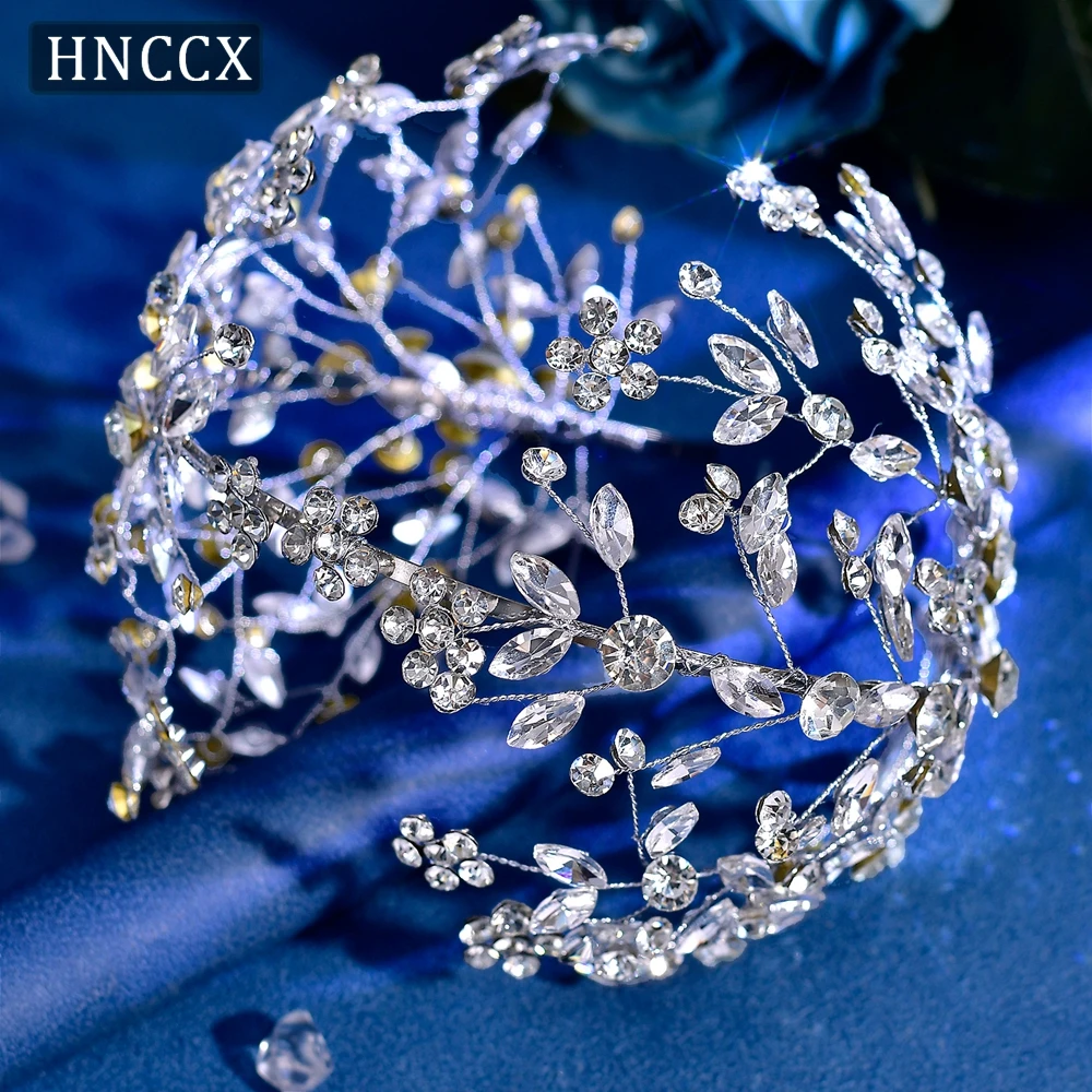 Hnccx cabeça de noiva argola luxuosa strass casamento bandana jóias de cabelo artesanal dama de honra festa headpieces acessórios cp794