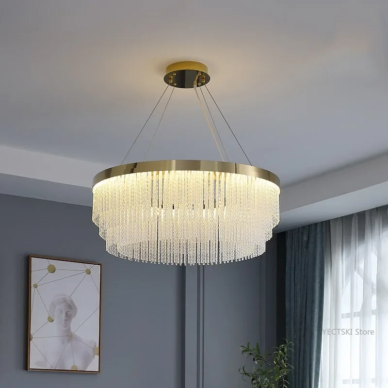 

GHJUYIOL Light luxury crystal lamp, living room main light, high-end Italian style bedroom light, high-end villa pendant light