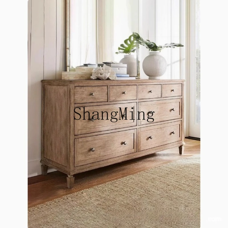 

ZYY retro solid wood chest, log color bedroom storage, bedside cabinet, entrance storage cabinet