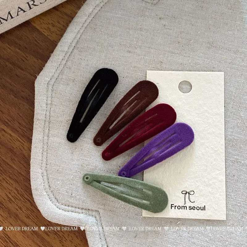 4-Pack Korean Style Flocked Teardrop Hair Clips Vintage Velvet Barrettes for Women Autumn Winter New Fashion Hair Accessories