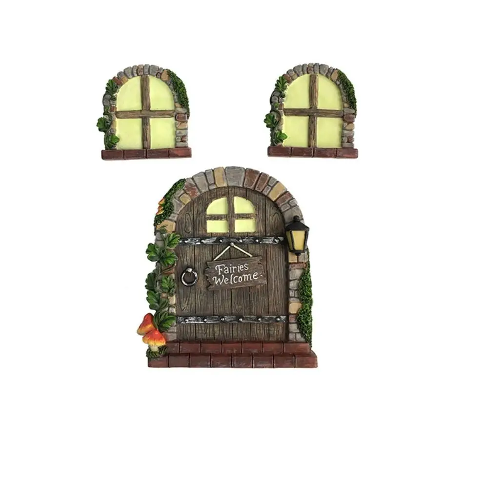 Luminous Elf Garden Sculpture Decor Resin Yard Art Ornaments Miniature Fairy Gnome Door Elf Door Decor