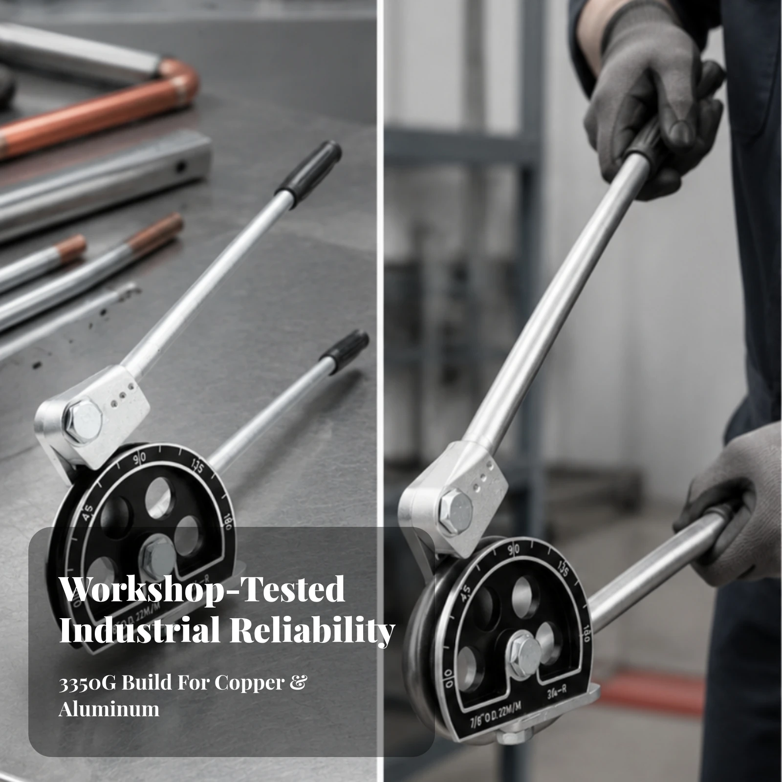 Manual Tube Bender Ergonomic Tube Bender Tool Lever-Style Heavy-Duty for Plumbers, Jobsite, Workshop