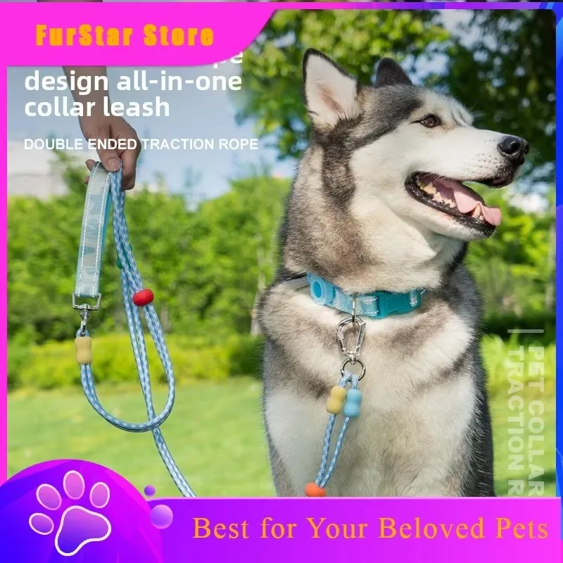 FurStarPet Supplies Double-Stage Multifunctional Traction Rope Dog Chain Medium Dog Collar Chest Back Out Dog Rope
