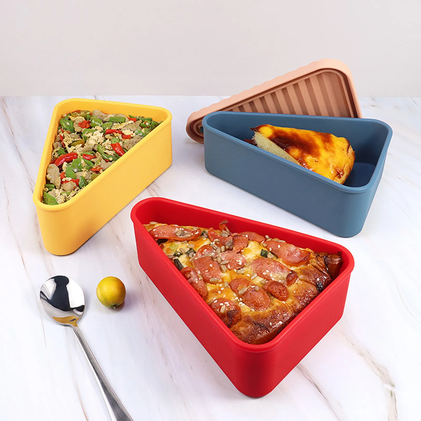 

Silicone Box Thickened Portable Food Storage Container For Outdoor Camping Baking Supply Pizza Slice Holder Keep Fresh