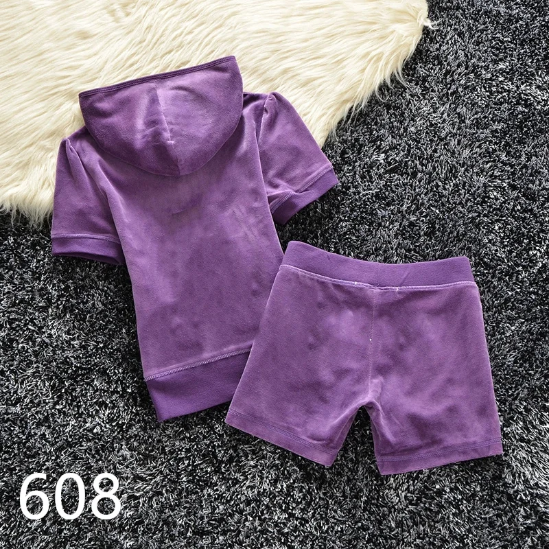 Picture 6: 2025 Summer Short Sleeved and Shorts Two-Piece Set Women's Velvet Sports Casual Tracksuit