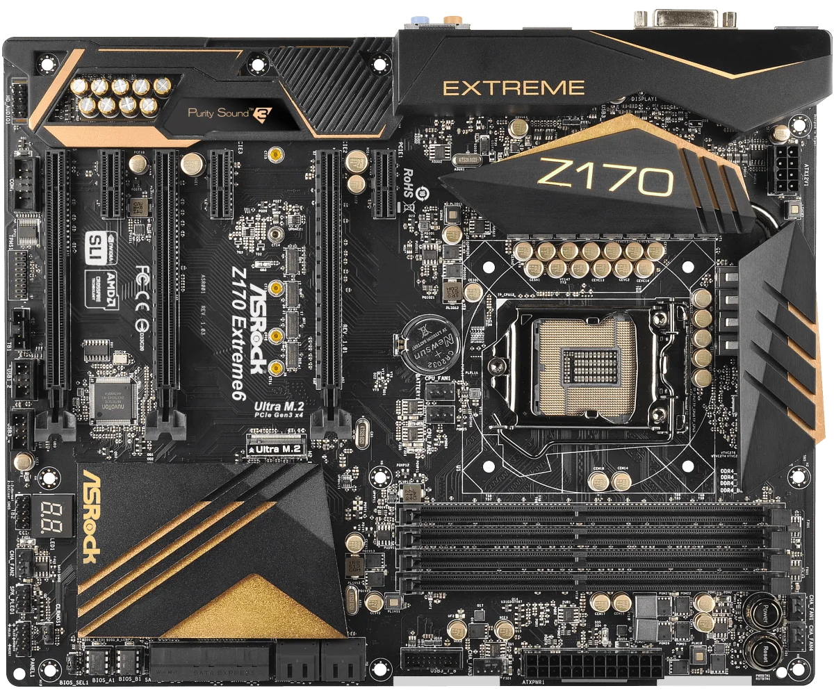 Imagem -02 - Asrock Z170 Extreme6 Placa-mãe Intel Z170 Lga 1151 Ddr4 64gb Atx Suporta 7th 6th Gen Intel Core I56500 I37100 G4400 Cpu