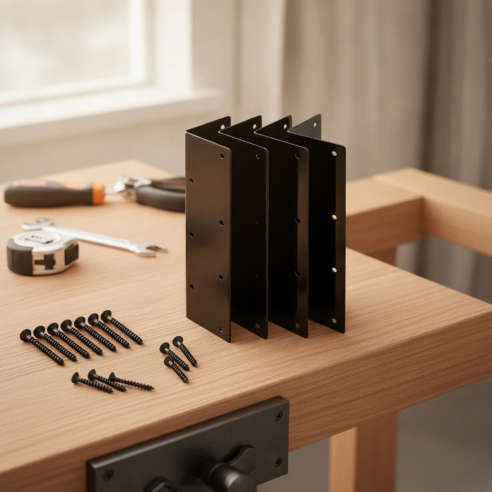 4 Pieces Bed Corner Brackets Heavy-Duty L-Shaped Brackets with Screws Corner Connector Sturdy Hardware Stable for DIYers