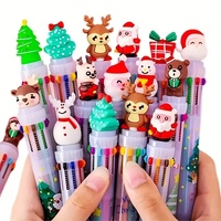 10Colors Random Christmas Ballpoint Pen Cute Santa Claus Multicolor Marker Pens For Kids Stationery Gift