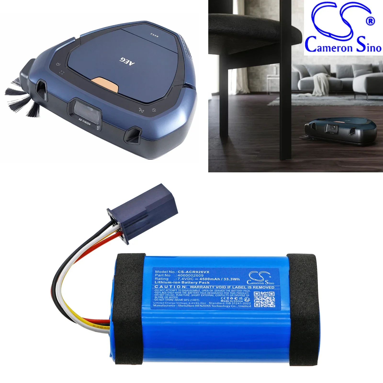 Replacement 7.4V 4500mAh Vacuum Battery for Electrolux PI92-4STN, PI 92 4STN, PI92-6DGM, PI 92 6DGM, RX 9 2 4STN, RX92-4STN
