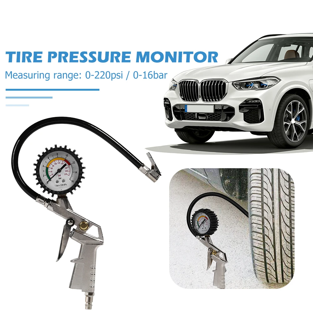 Car Tire Pressure Gauge Air Pressure Inflator Gauge Meter Tyre Pressure Monitoring System EU Plug 0-220 PSI Tester Tool