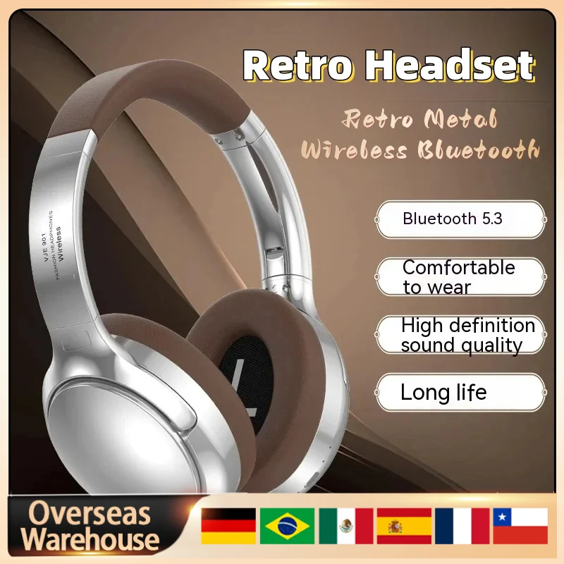 New Retro Bluetooth Wireless Audio Headset Noise Reduction ANC High Sound Quality Ultra-Long Life Battery Earphone Headset Gift