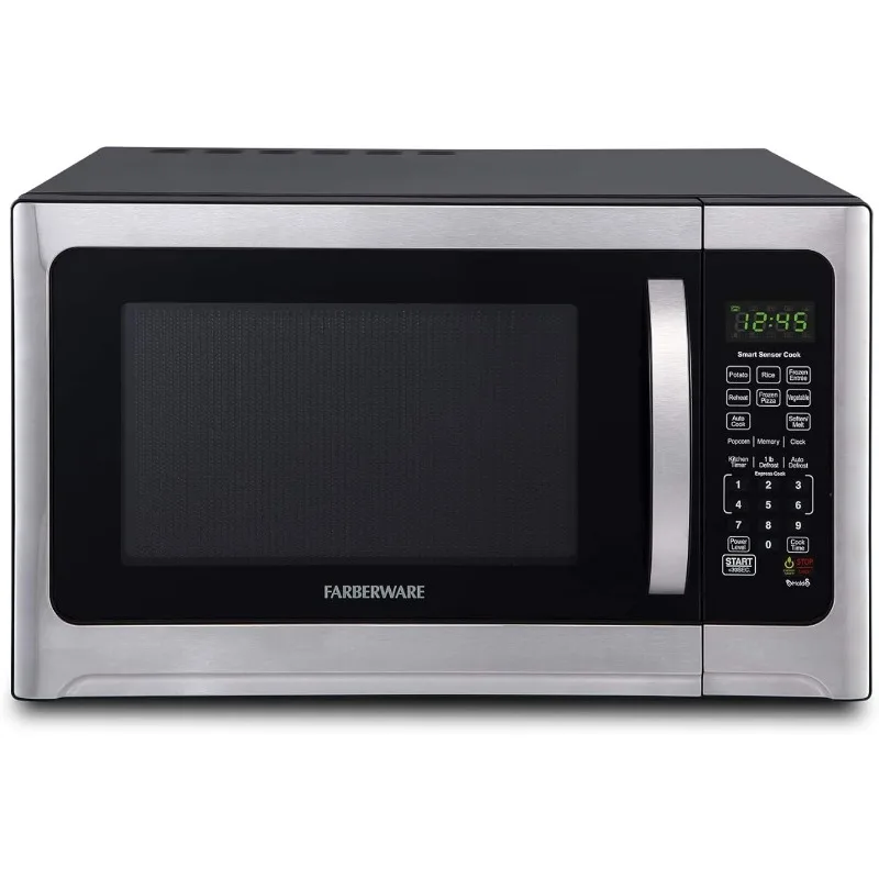 Countertop Microwave 1100 Watts 1.2 cu ft - Smart Sensor Microwave Oven With LED Lighting and Child Lock  Perfect for Apartments