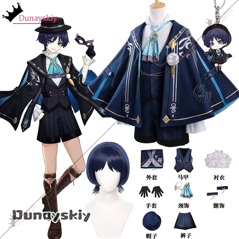 

Game GenshinImpact FES Wanderer Scaramouche Cosplay Costume Coat Cape Suit Shorts Set Halloween Carnival Theme Party Dress Up