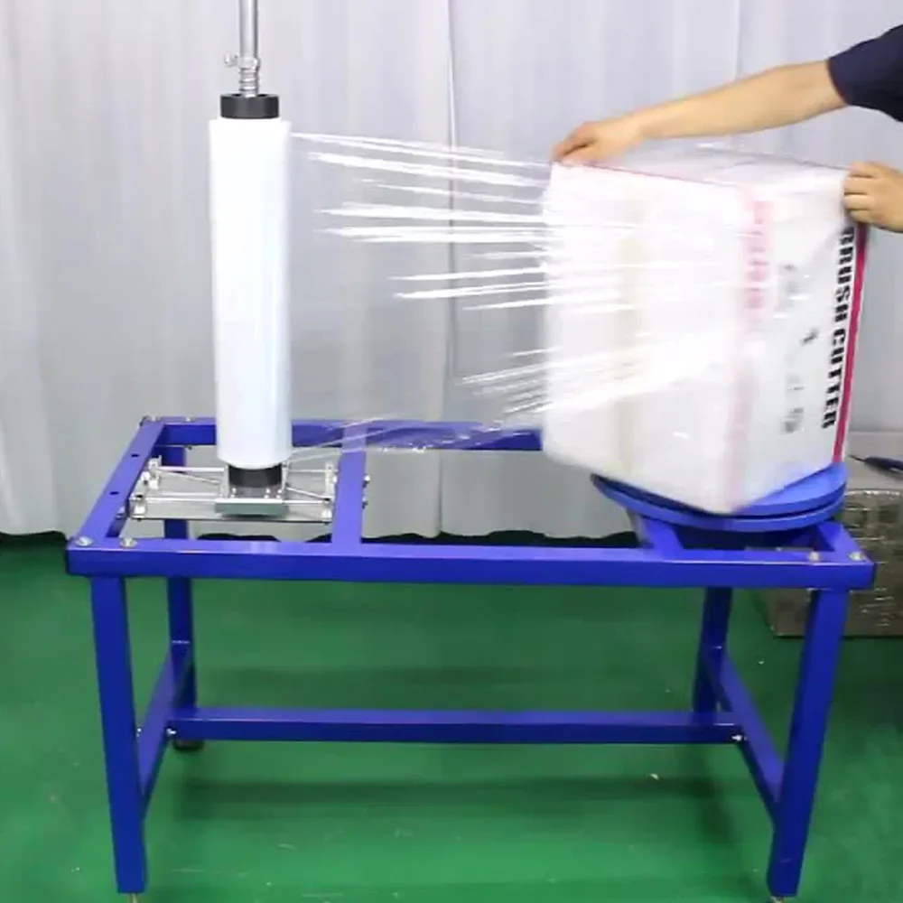 

semi-automatic Stretch film Wrapping Machine Plastic Film Roll Dispenser For carton packing