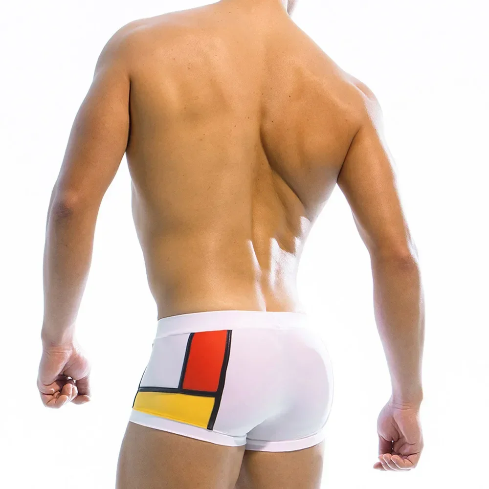 Costumi da bagno da uomo slip da bagno Boxer costumi da bagno maschili Color Block pantaloncini da Surf tronchi gamba quadrata costumi da bagno Boardshorts mutande