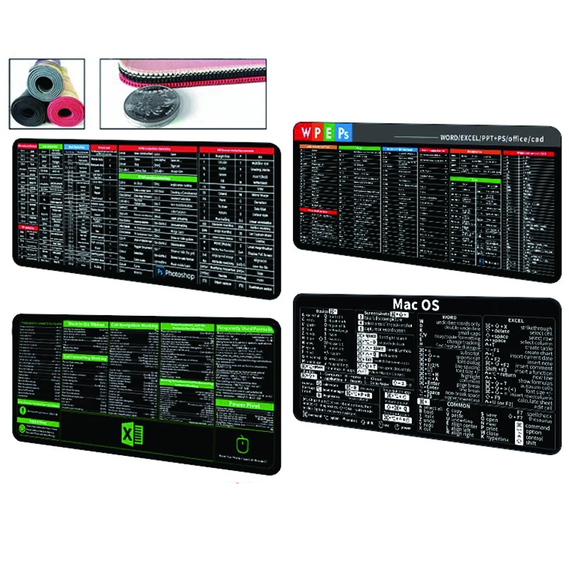 

Коврик для мыши Excel Shortcut Keys — удлиненный большой коврик для игровой мыши XL, офисный коврик для ПК, коврик для клавиатуры