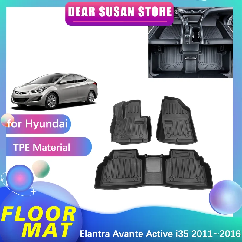 

Floor Mat for Hyundai Elantra Avante Active i35 MD UD 2011~2016 Foot TPE Liner Pad Custom Waterproof Cover Space Rug Accessories