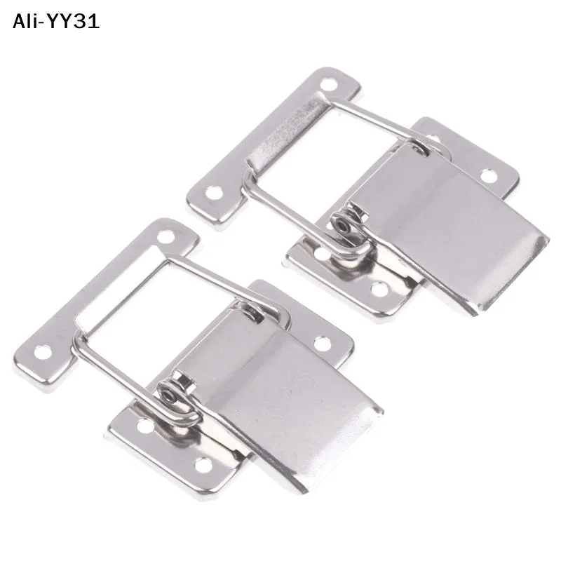 

【YW】2Pcs Stainless Steel Latch Hasp Hardware Boxes Doors Belts Cabinet Case Spring Loaded Latch Catch Toggle Hasp Easy Install
