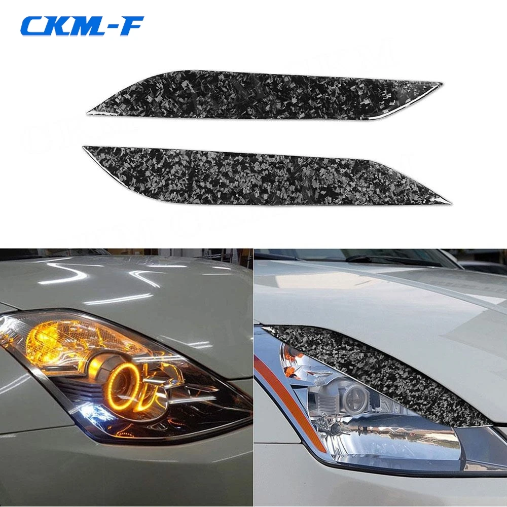 

Forged Carbon Fiber Front Bumper Eyebrow Decoration for Nissan 350z 2006 2007 2008 2009 Headlight Covers Stickers