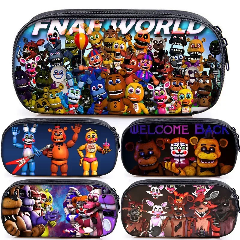 FNAF Pencil Case Kawaii Anime Figure Bag Game Five Night At Freddy Pencil Cases Pouch Stationery Back To School Supply Kids Gift