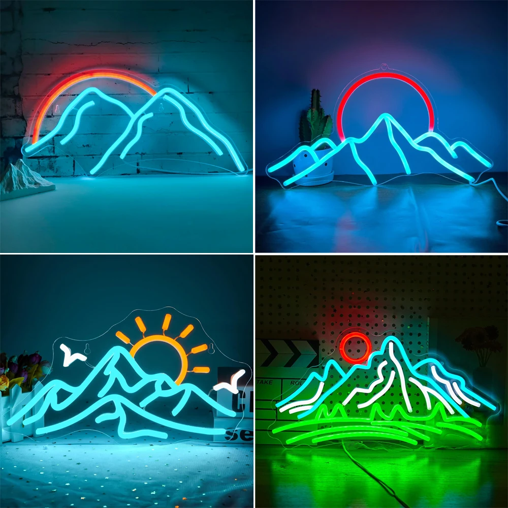 

Sunrise Sunset Neon Led Sign For Wall Decor USB Acrylic Room Decoration Dimmable For Home Party Bar Children's Room Glowing Lamp