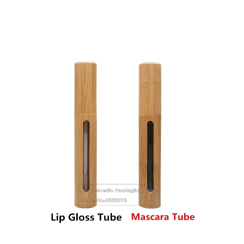 Empty Bamboo Lip Gloss Tube Makeup Mascara Bottle Cosmetic Eyeliner Eyelash Refillable Container Lipstick Tube Container