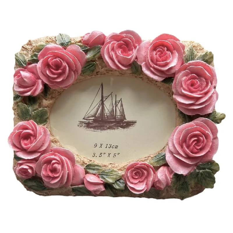 Rose Photo Frame for Home Decoration, Bookcase Desktop Resin Crafts