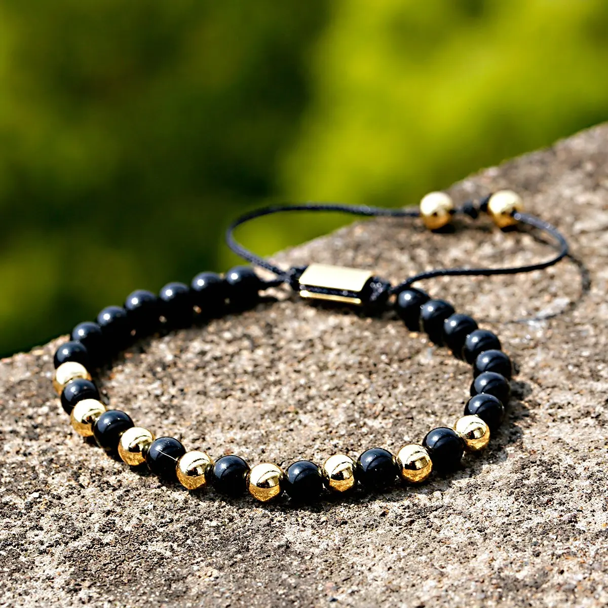 Fashion Natural Stone Bracelet Copper Ball Beaded Bracelet Adjustable Braided Chain Luxury Jewelry Gift 2023