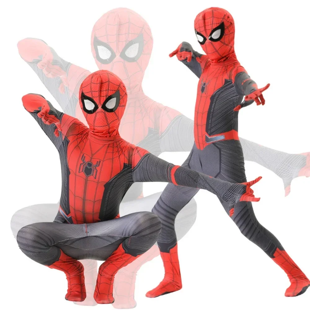 Miles Morales Smile Hero Costume pour enfants, SpidSuffolk Cosplay Jumpsuit, costume de batterie trempé pour enfants, loin de chez soi, cadeau d'Halloween