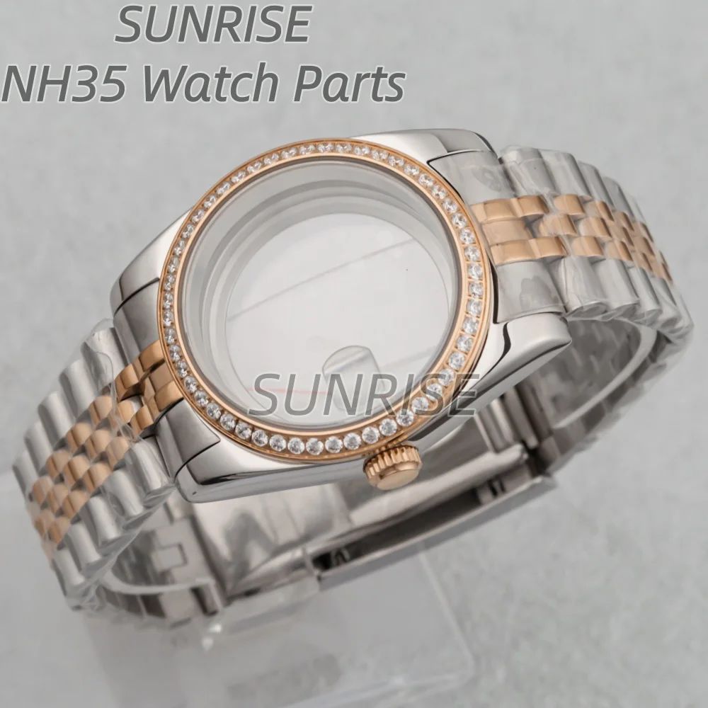 

36mm/39mm Diamond Bezel NH35 Case Jubilee Or Oyster Strap Sapphire Glass For Datejust NH34 NH36 Movement Men Women Watch Parts