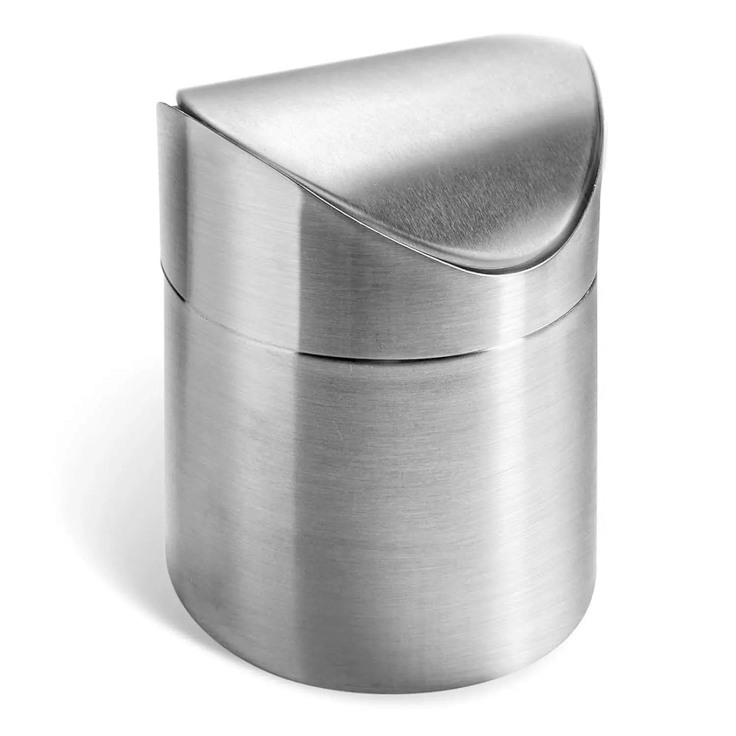 

Mini Trash Can with Lid, 1.5L Small Garbage Bin Brushed Stainless Steel for Bathroom, Office, Kitchen