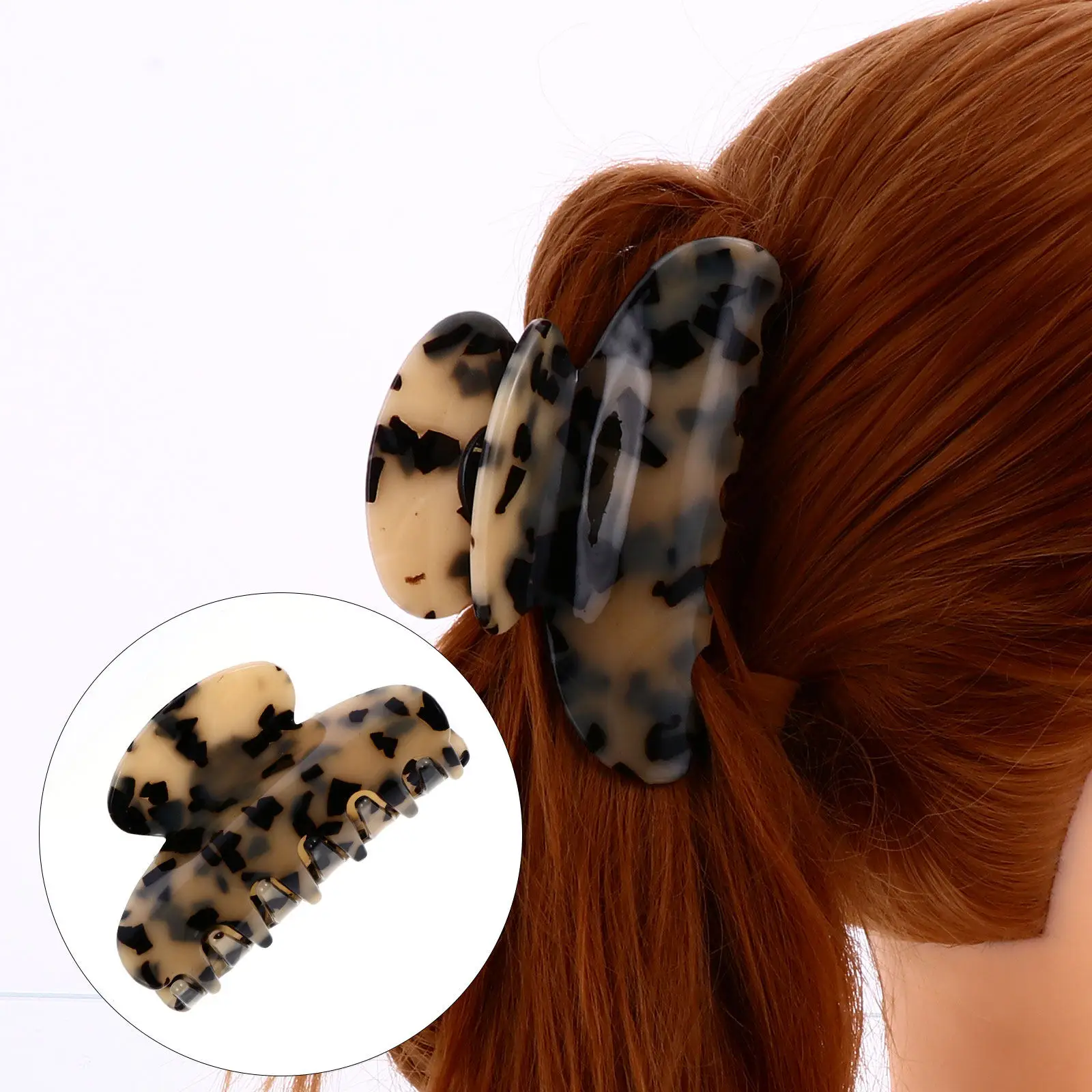 

1Pcs Marble Texture Acrylic Hair Claw Retro Toothed Hair Barrette Chic Female Ponytail Clamp Toothed Barrette Acrylic Claw Clip